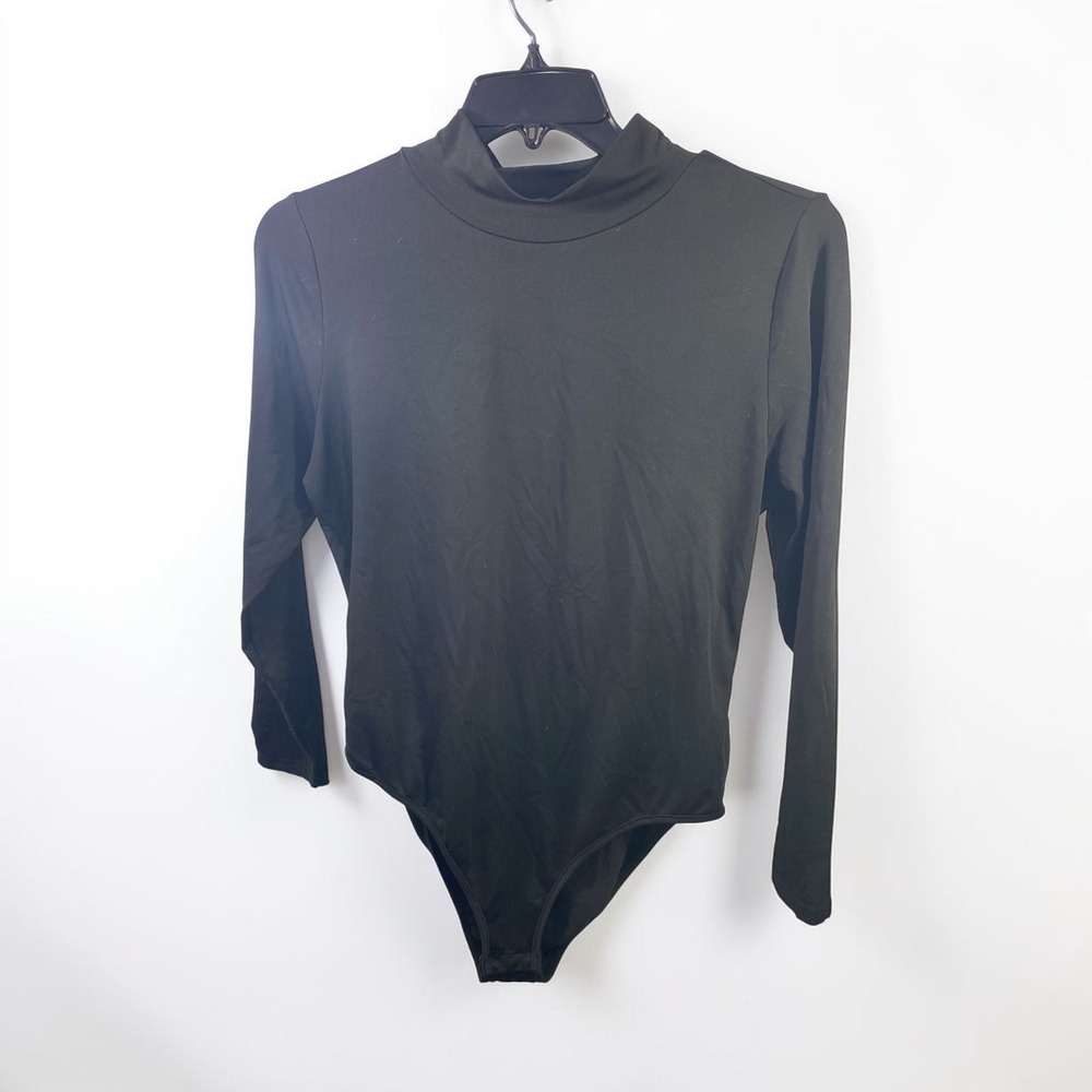 Shein Curve Black Mock Neck Long Sleeve Bodysuit Plus Size 1XL